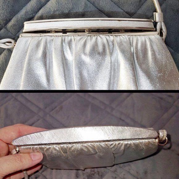 Vintage 60s MCM Ande Small Clutch in Silver Lame, Excellent Condition - Picture 5 of 5